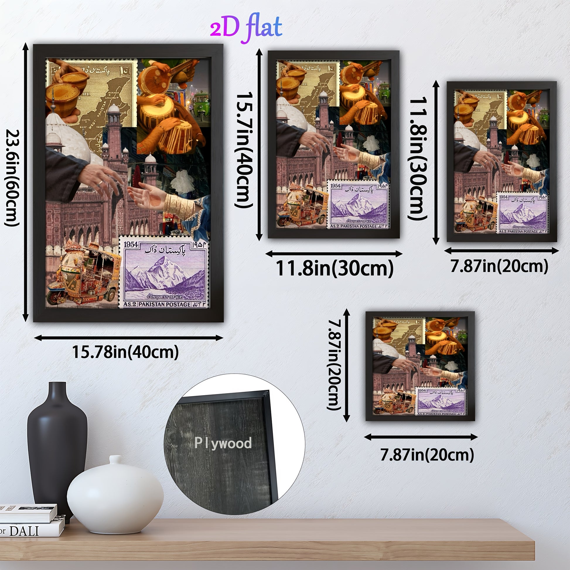 1pc, Wooden Picture, Pakistani-Style Collage, Wooden Core, Solid Wood Frame, Wall Decoration, Printed Oil Painting, Mural, Hanging Art Piece, Suitable for Living Room, Bedroom, Study, Restaurant, Cafe, Bar, Garage, Indoor Dec