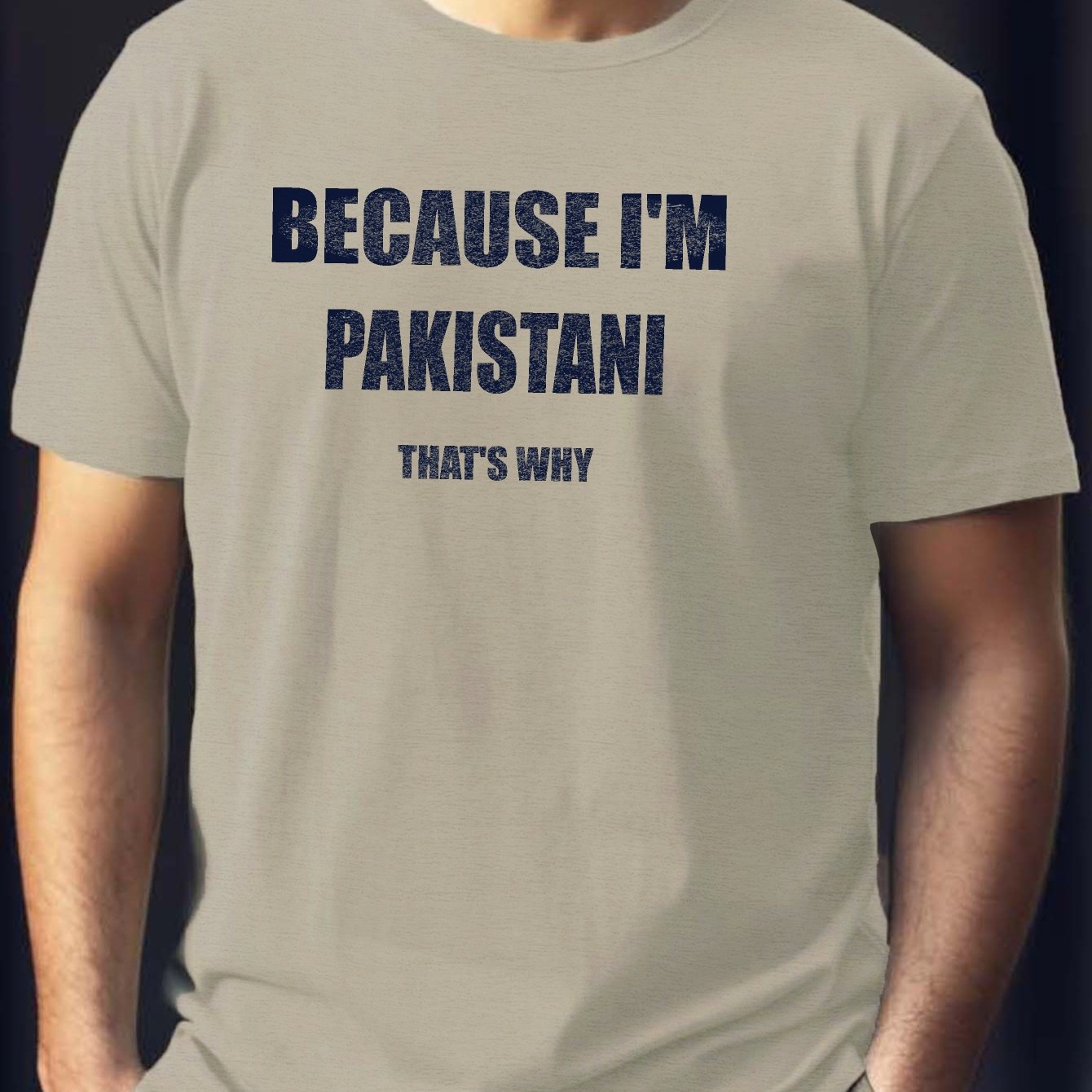 Men'S Casual Short Sleeve T-Shirt - "Because I'm Pakistani That'S Why" Print, Black with Yellow Text, Lightweight Summer Tee for Casual Attire, Comfortable Fit