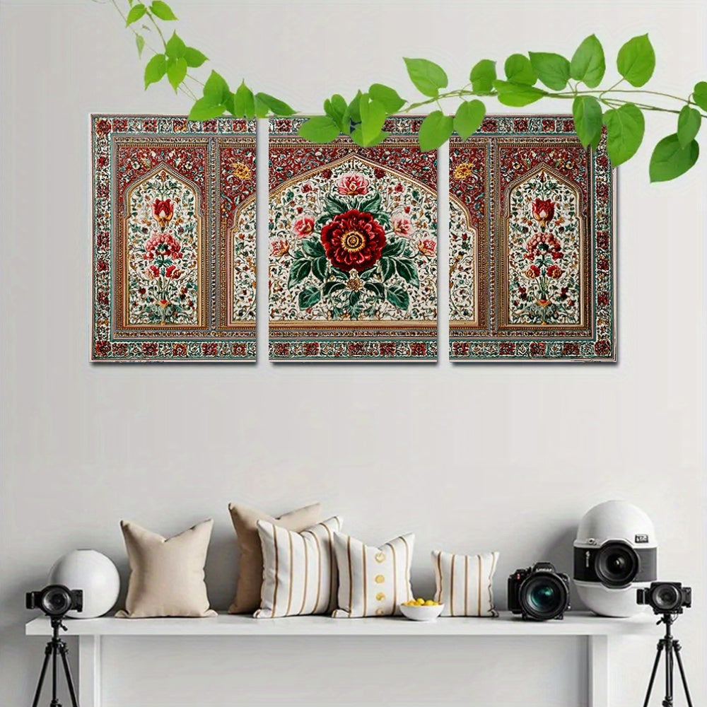 3pcs, 2D Flat Framed wall art - 40.64x60.96 cm, Set of 3 Pakistan Posters, Pakistan Travel Prints, Islamic Travel Art, Floral Wall Art, Arabic Art Poster, Pakistani Decor, Pakistani Gift627An03615