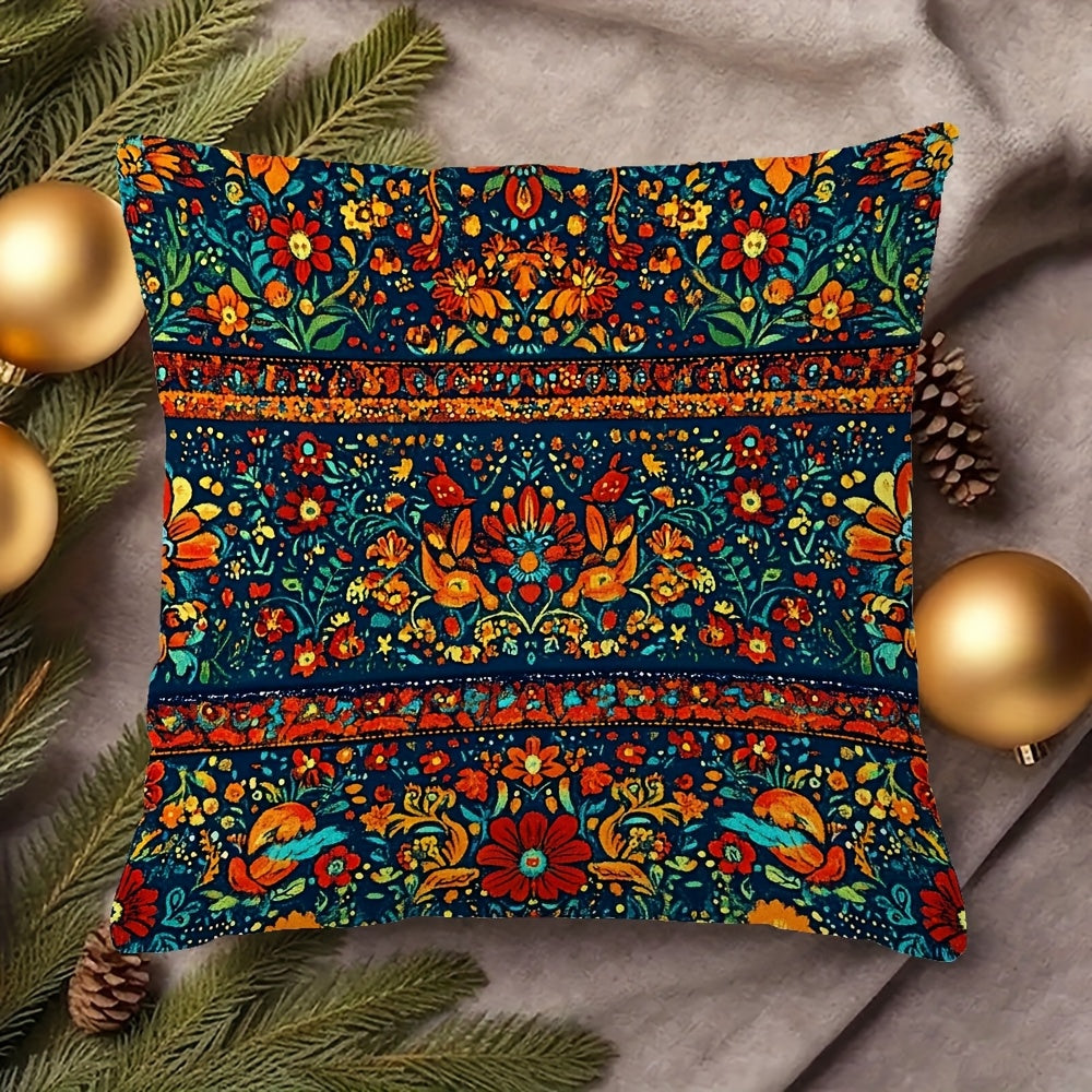 1pc Vibrant Pakistani Truck Art Inspired Design 45.72x45.72 cm Polyester Pillow Cover, Zipper Closure, Sofa Bed Multipurpose Room Decor, No pillow core tryu10