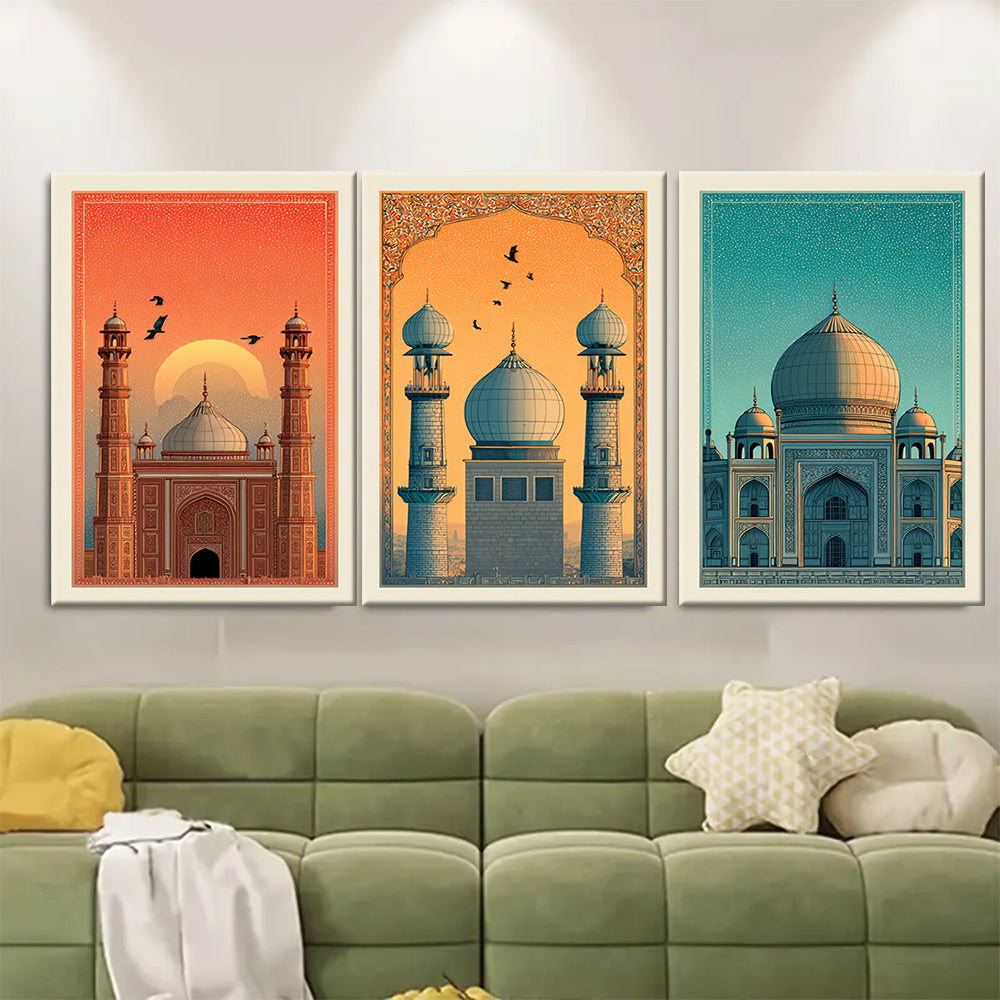 3pcs, 2D Flat Framed wall art - 40.64x60.96cm, Set of 3 Karachi Posters, Pakistan Travel Prints, Karachi Travel Art, Islamic Wall Art, Islamic Travel Posters, Muslim Gift, Pakistani Decor, 2D Flat