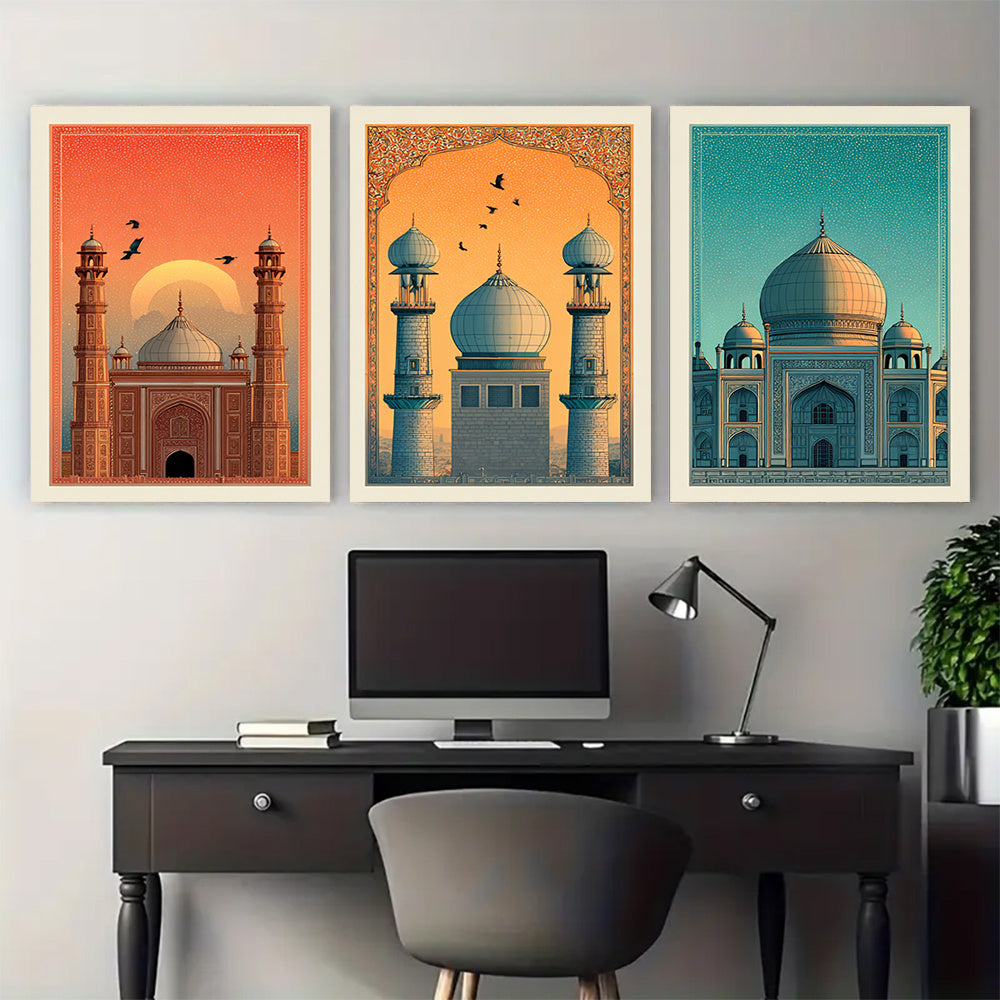 3pcs, 2D Flat Framed wall art - 40.64x60.96cm, Set of 3 Karachi Posters, Pakistan Travel Prints, Karachi Travel Art, Islamic Wall Art, Islamic Travel Posters, Muslim Gift, Pakistani Decor, 2D Flat
