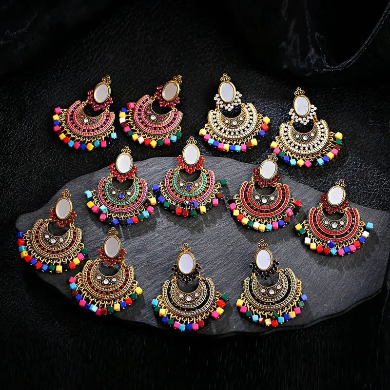 Beads Tassel Earrings Vintage Jhumka