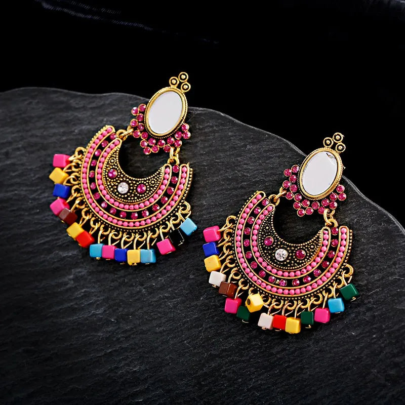 Beads Tassel Earrings Vintage Jhumka
