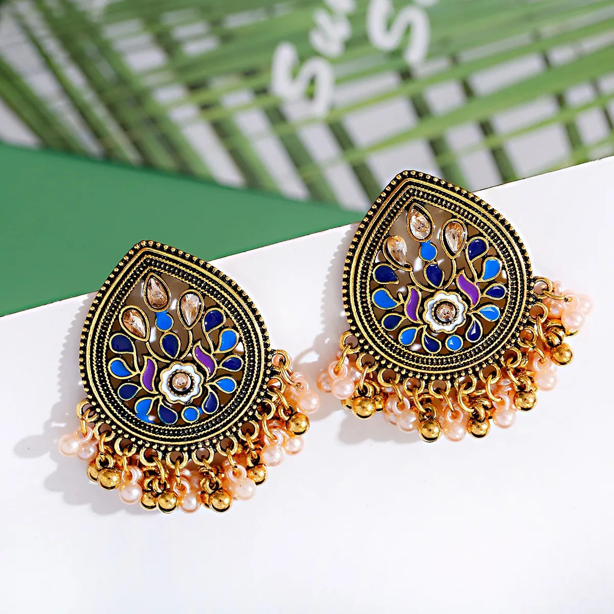 Beads Tassel Earrings Vintage Jhumka