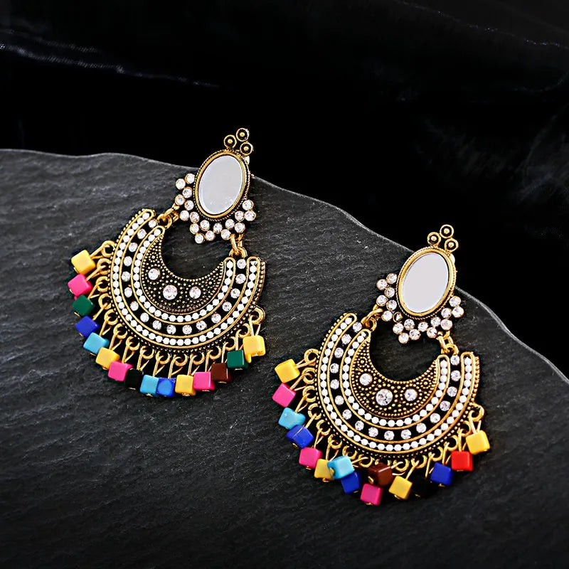 Beads Tassel Earrings Vintage Jhumka
