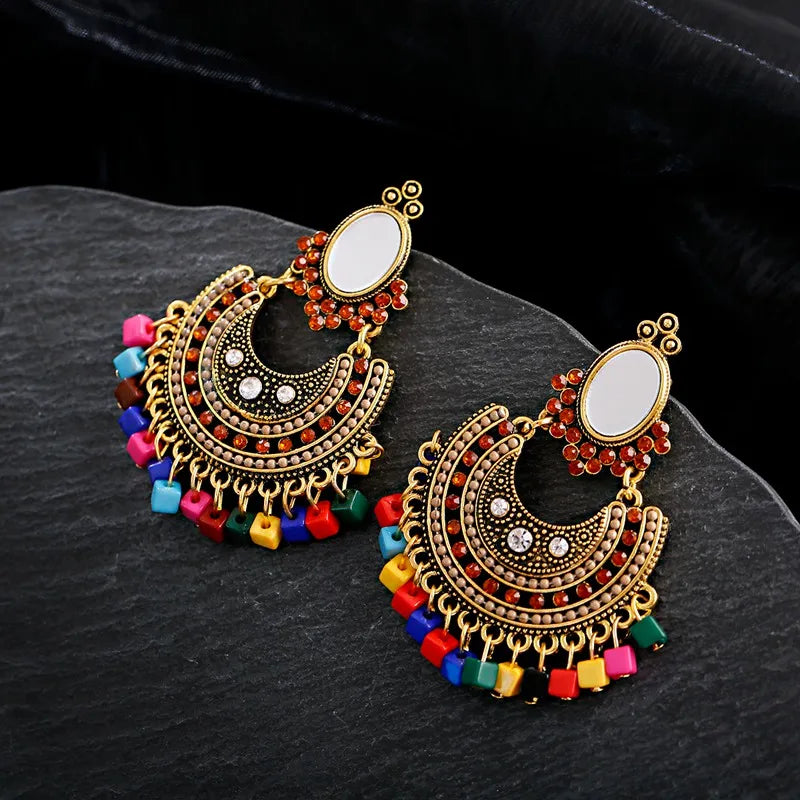 Beads Tassel Earrings Vintage Jhumka
