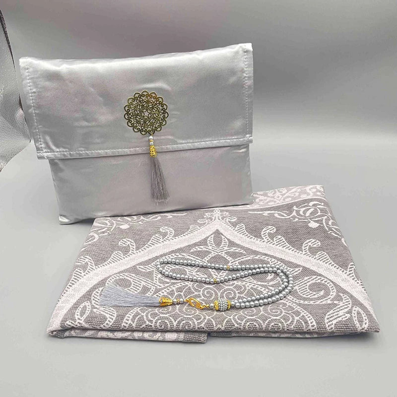 3Pcs/Set Prayer Rug+ Prayer Beads +Bag Islamic Muslim Tassel Tapestry Ramadan Gifts Portable Travel Prayer Blanket Mat