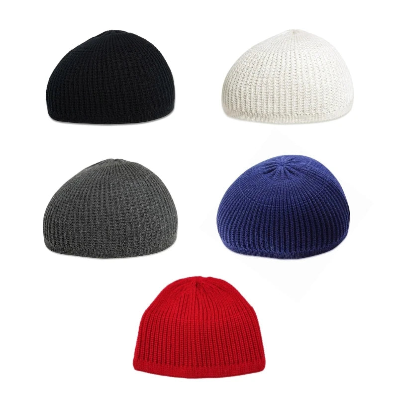 Ethnic Muslims Men Prayer Hat Knitted Islamic Kufi Hat Comfortable Namaz Hat Traditional Islamic Headwear