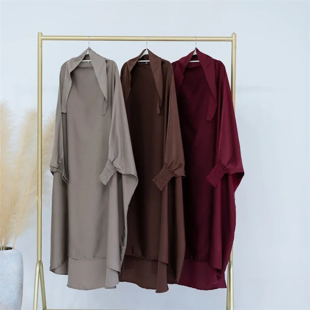 Ramadan Kids Girls Muslim Abaya Khimar Hooed Eid Dress Burqa Prayer Garment Islam One Piece Robe Clothing Robe Middle East