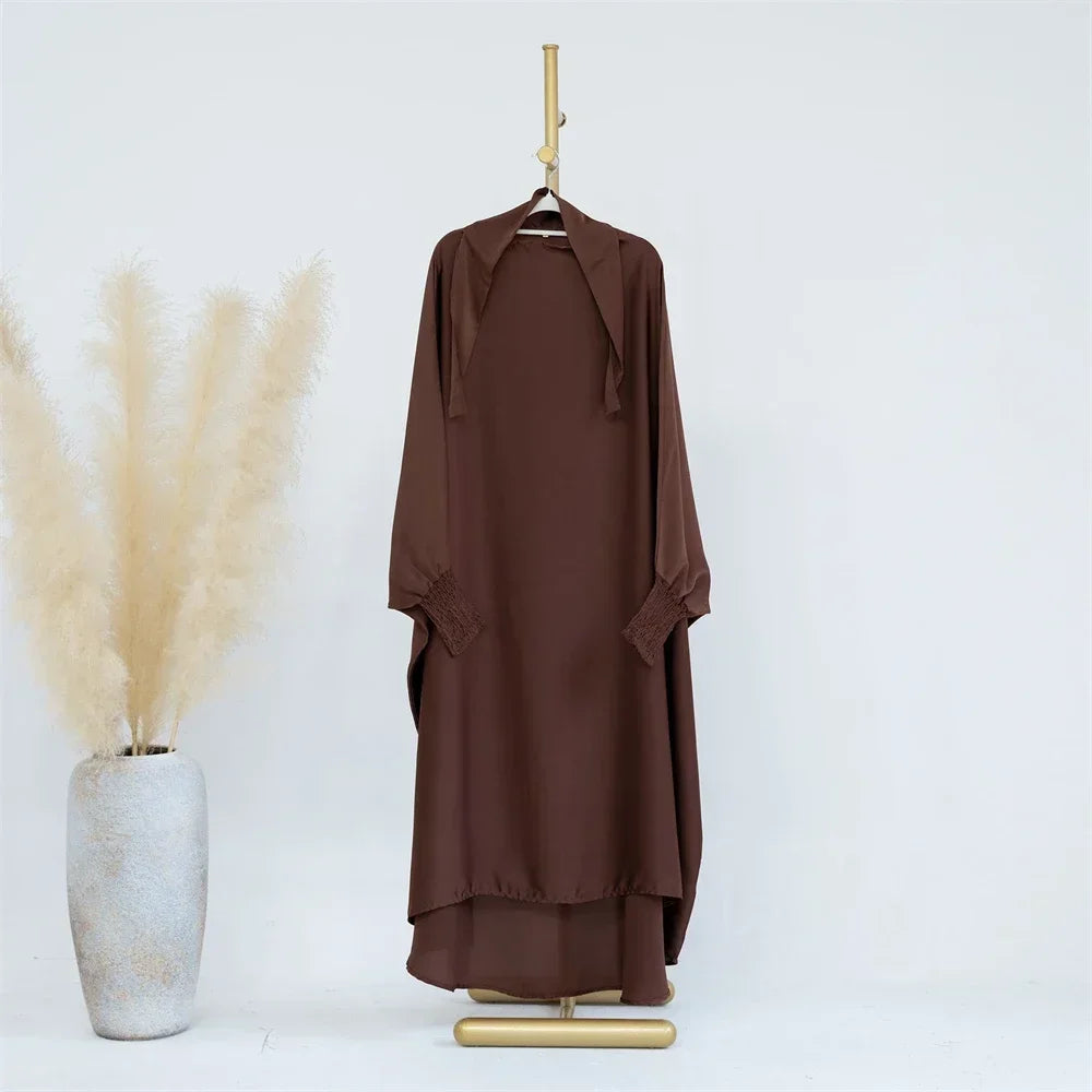 Ramadan Kids Girls Muslim Abaya Khimar Hooed Eid Dress Burqa Prayer Garment Islam One Piece Robe Clothing Robe Middle East