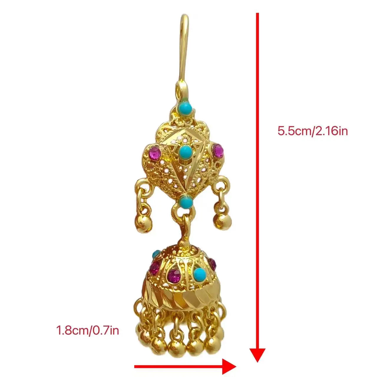 24k Gold Plated Hanging Earrings Jhumka