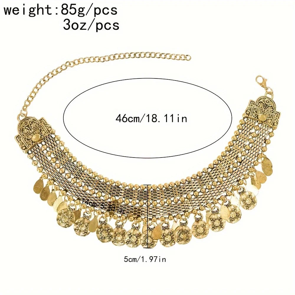 Turkish Ethnic Coin Choker Necklace