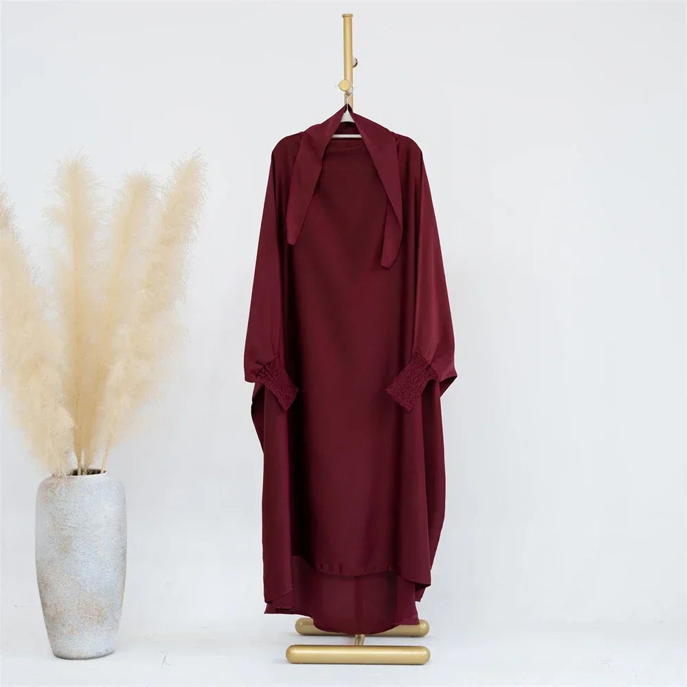 Ramadan Kids Girls Muslim Abaya Khimar Hooed Eid Dress Burqa Prayer Garment Islam One Piece Robe Clothing Robe Middle East