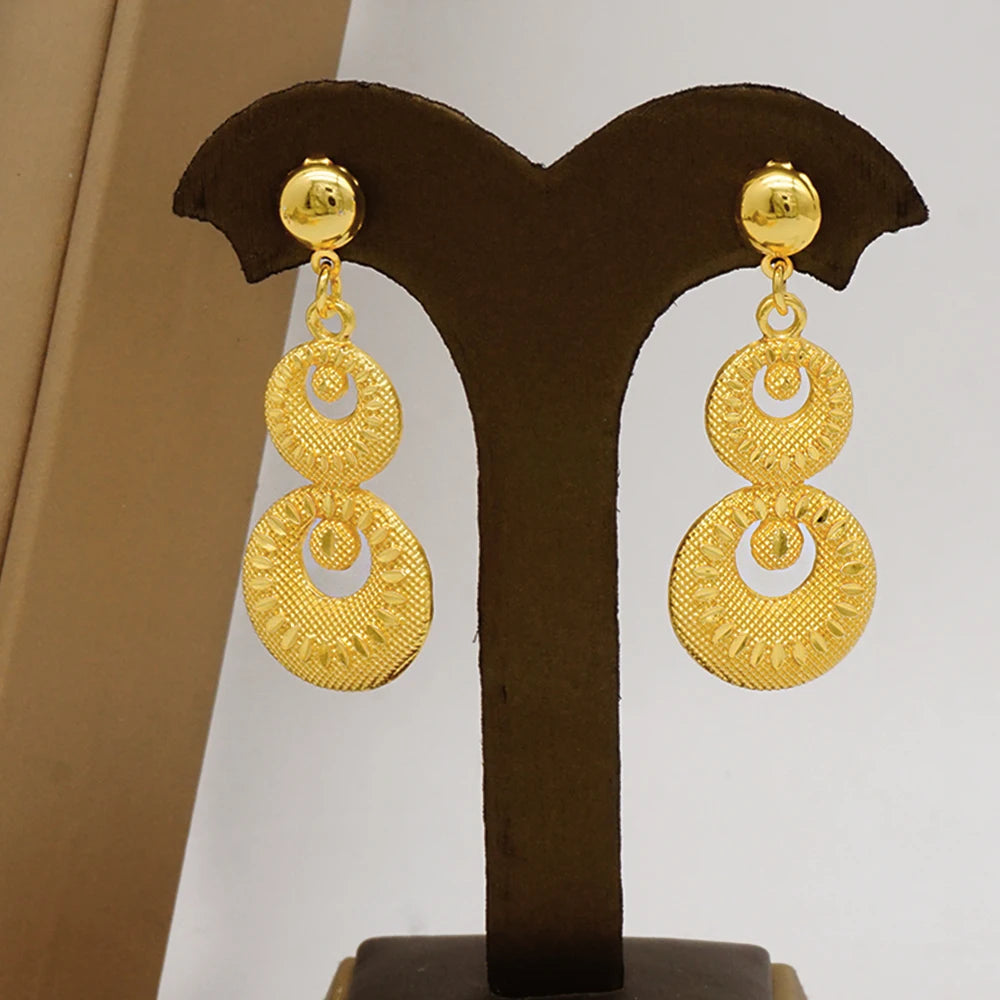Round Necklace Bracelet Earing Ring Set
