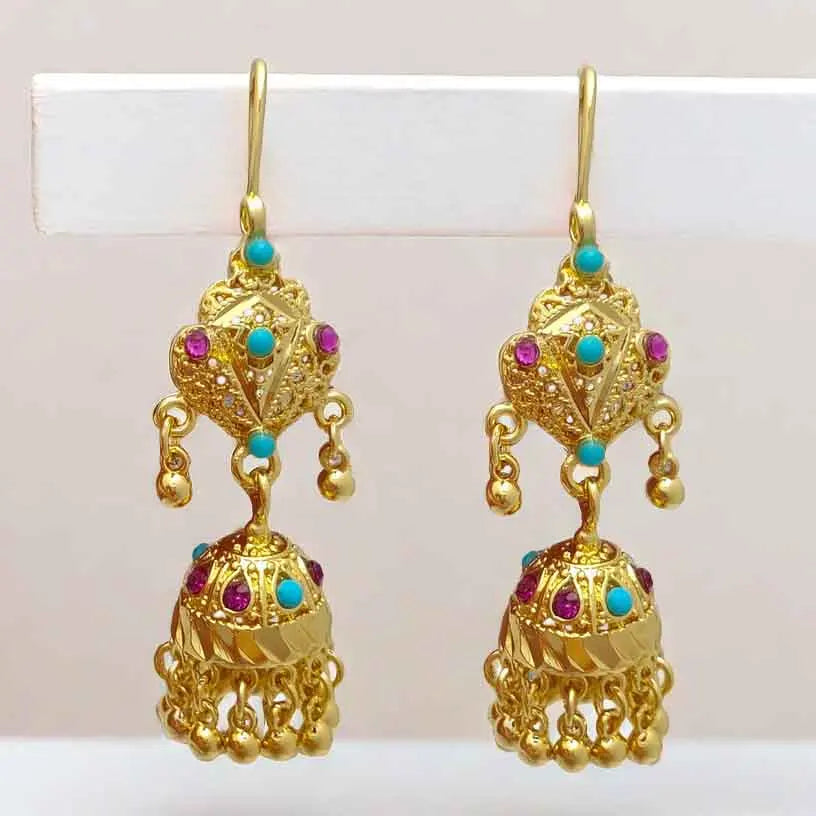 24k Gold Plated Hanging Earrings Jhumka