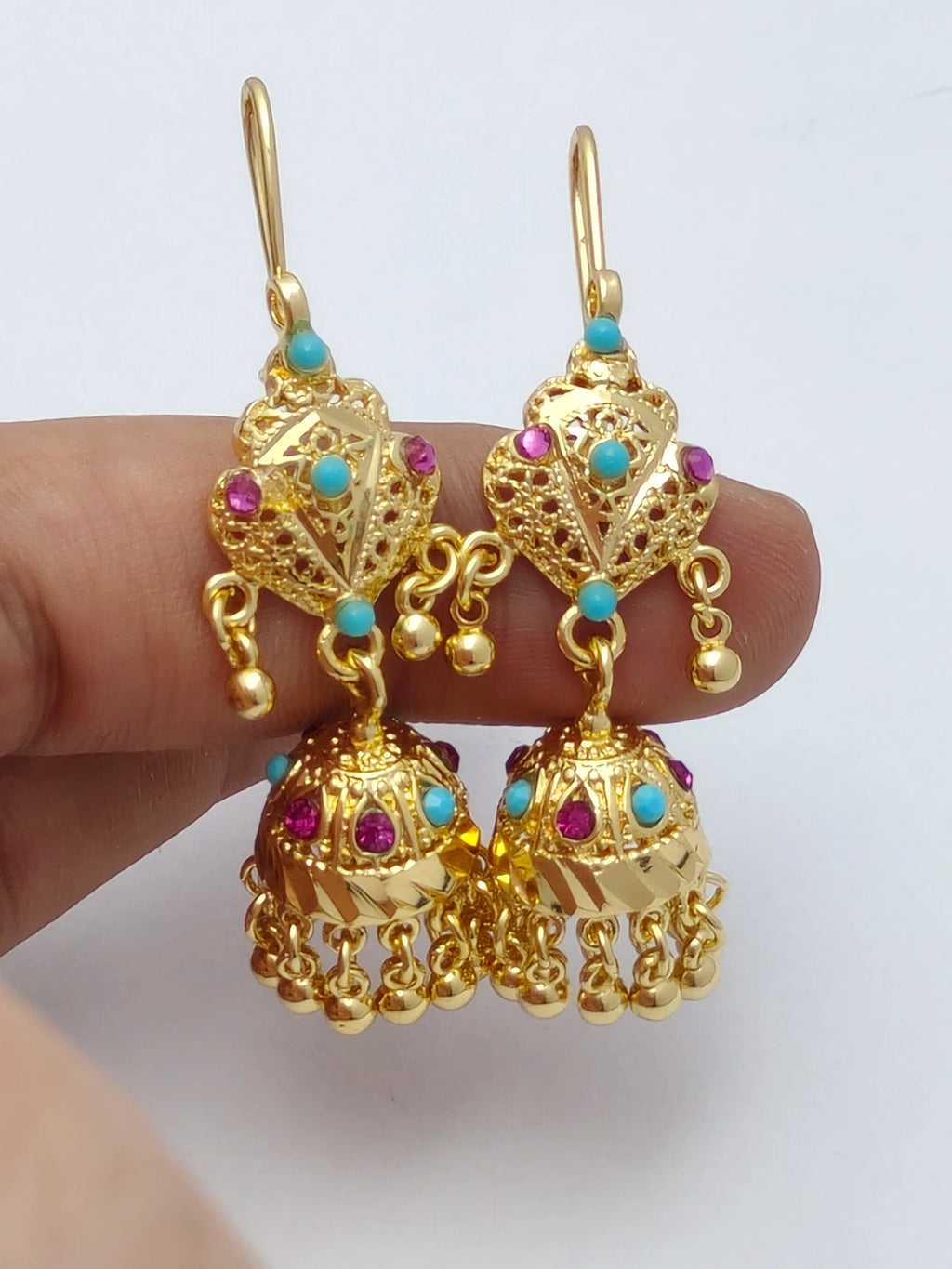 24k Gold Plated Hanging Earrings Jhumka