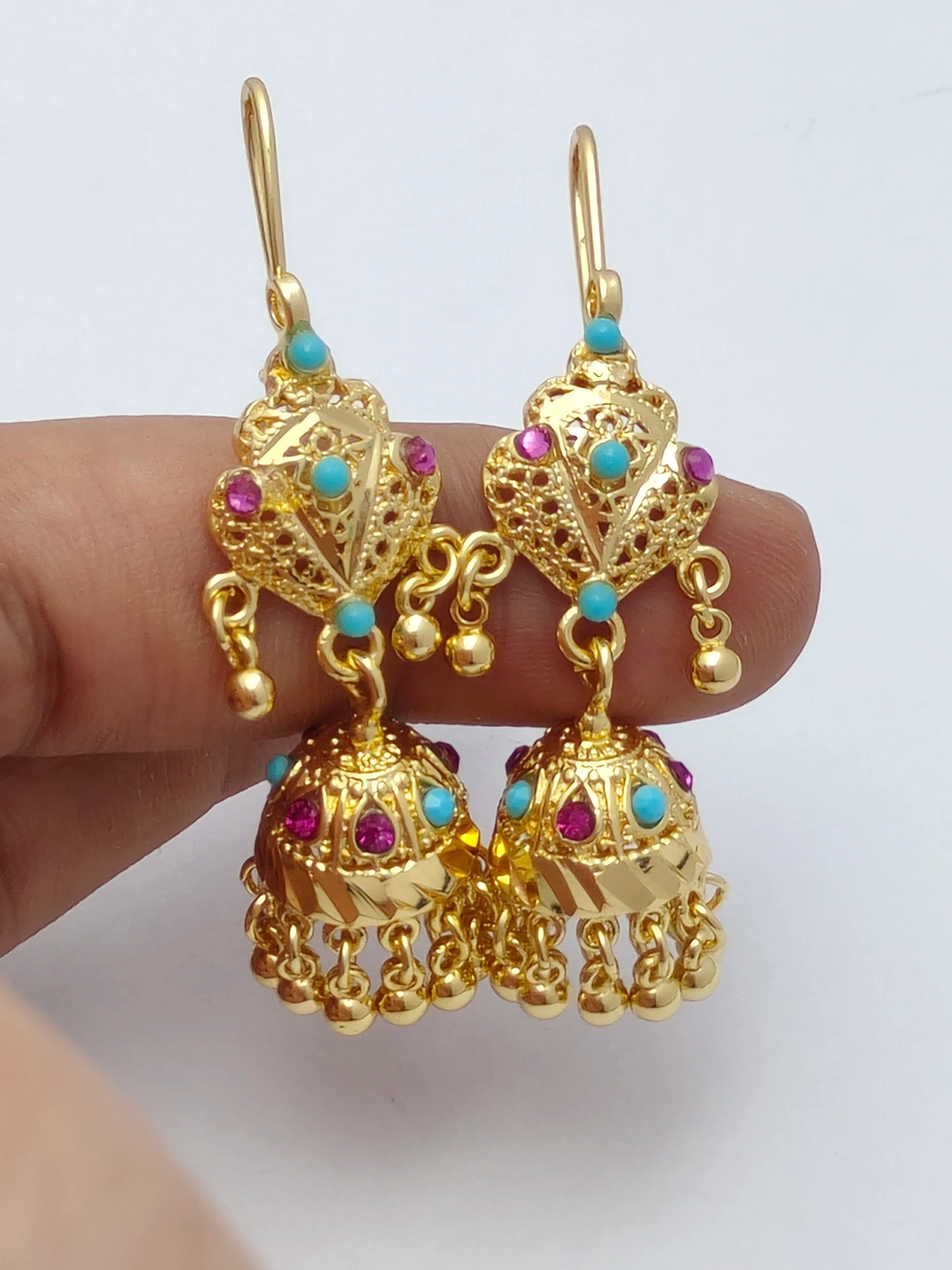 24k Gold Plated Hanging Earrings Jhumka