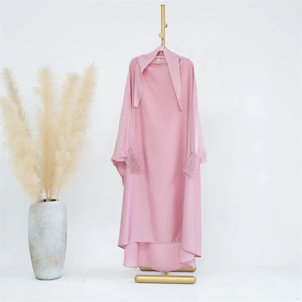 Ramadan Kids Girls Muslim Abaya Khimar Hooed Eid Dress Burqa Prayer Garment Islam One Piece Robe Clothing Robe Middle East