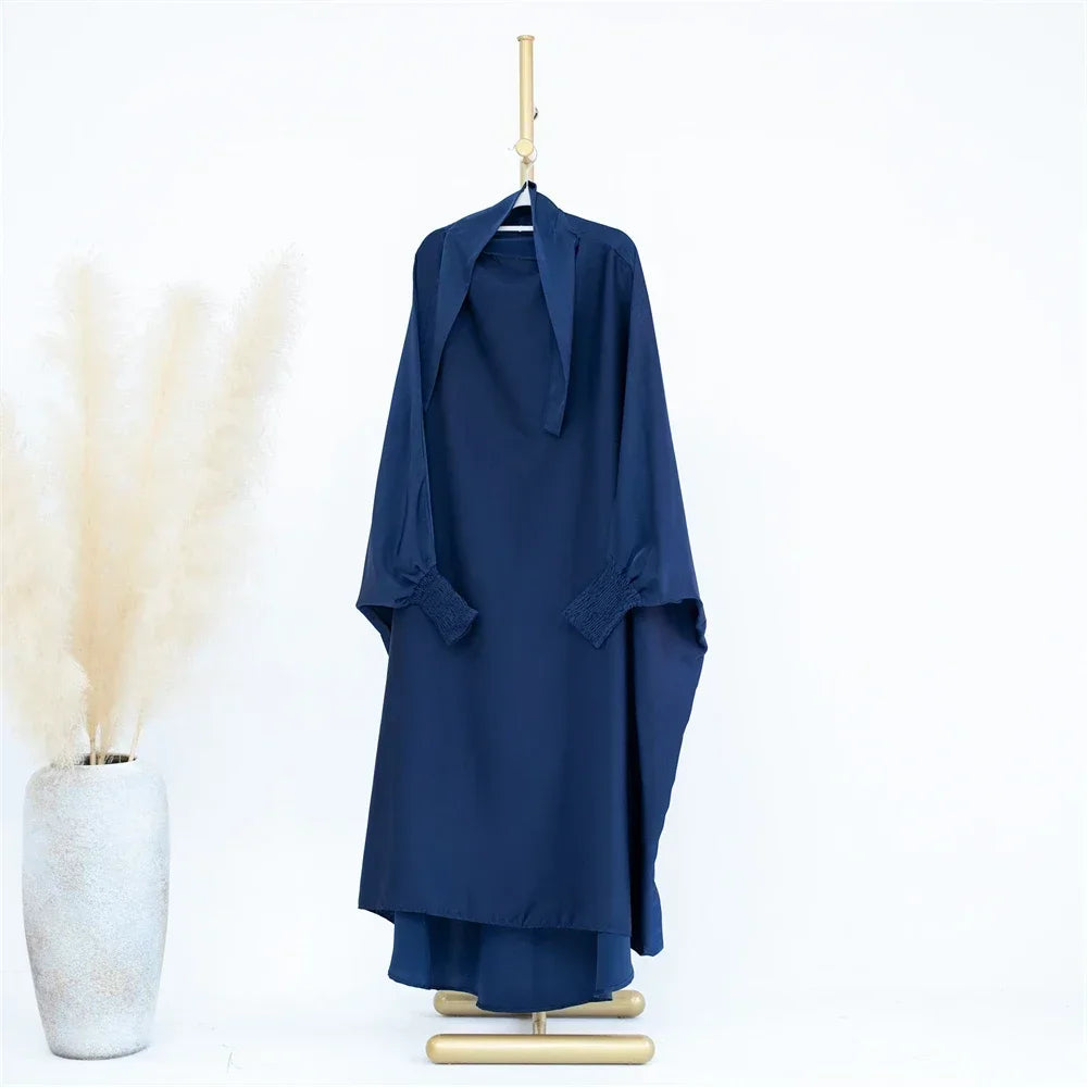 Ramadan Kids Girls Muslim Abaya Khimar Hooed Eid Dress Burqa Prayer Garment Islam One Piece Robe Clothing Robe Middle East