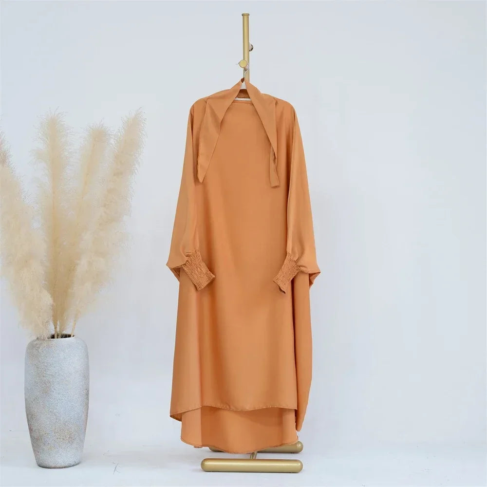 Ramadan Kids Girls Muslim Abaya Khimar Hooed Eid Dress Burqa Prayer Garment Islam One Piece Robe Clothing Robe Middle East