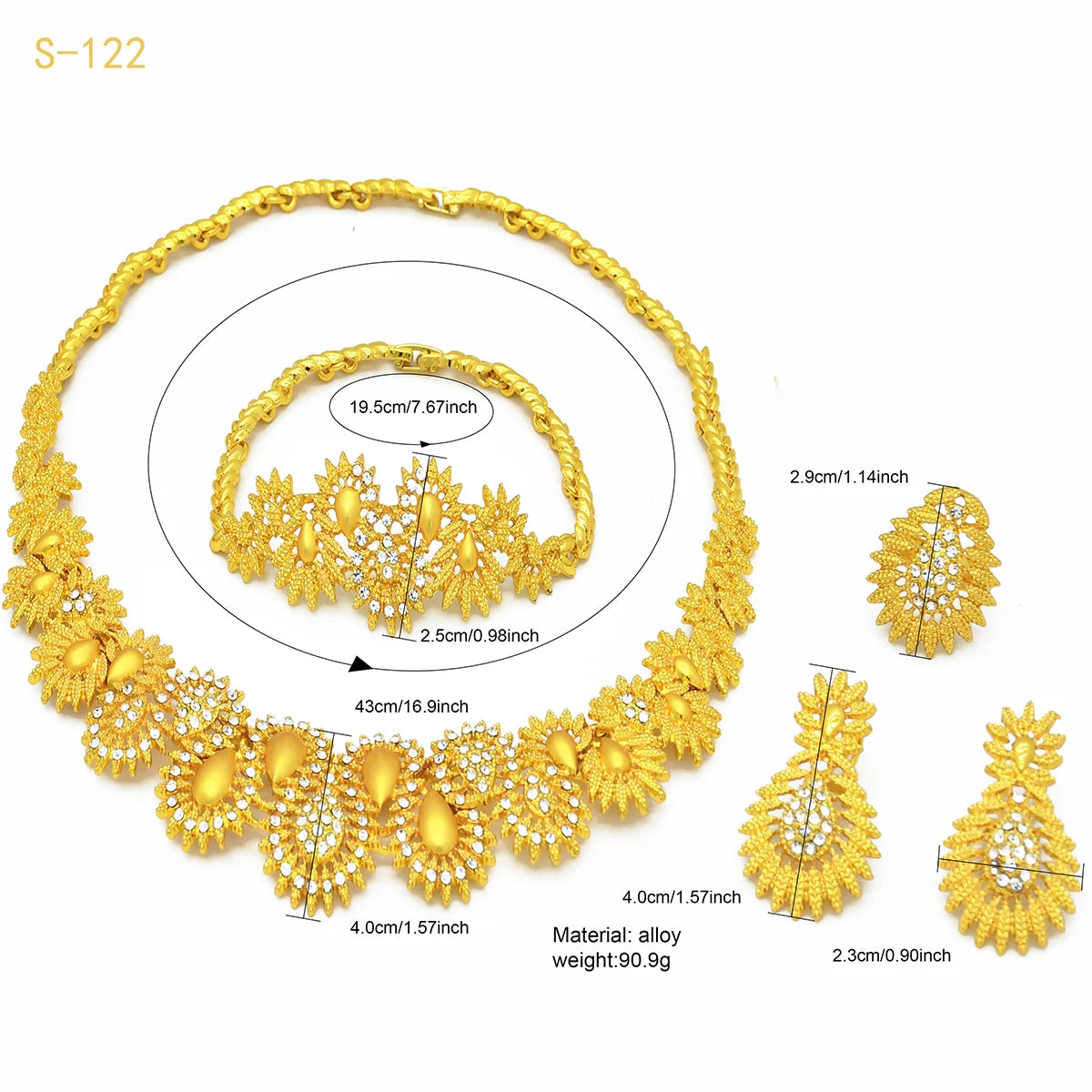 Luxury Flower Shape Golden Necklace Sets