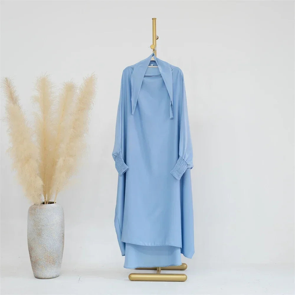 Ramadan Kids Girls Muslim Abaya Khimar Hooed Eid Dress Burqa Prayer Garment Islam One Piece Robe Clothing Robe Middle East