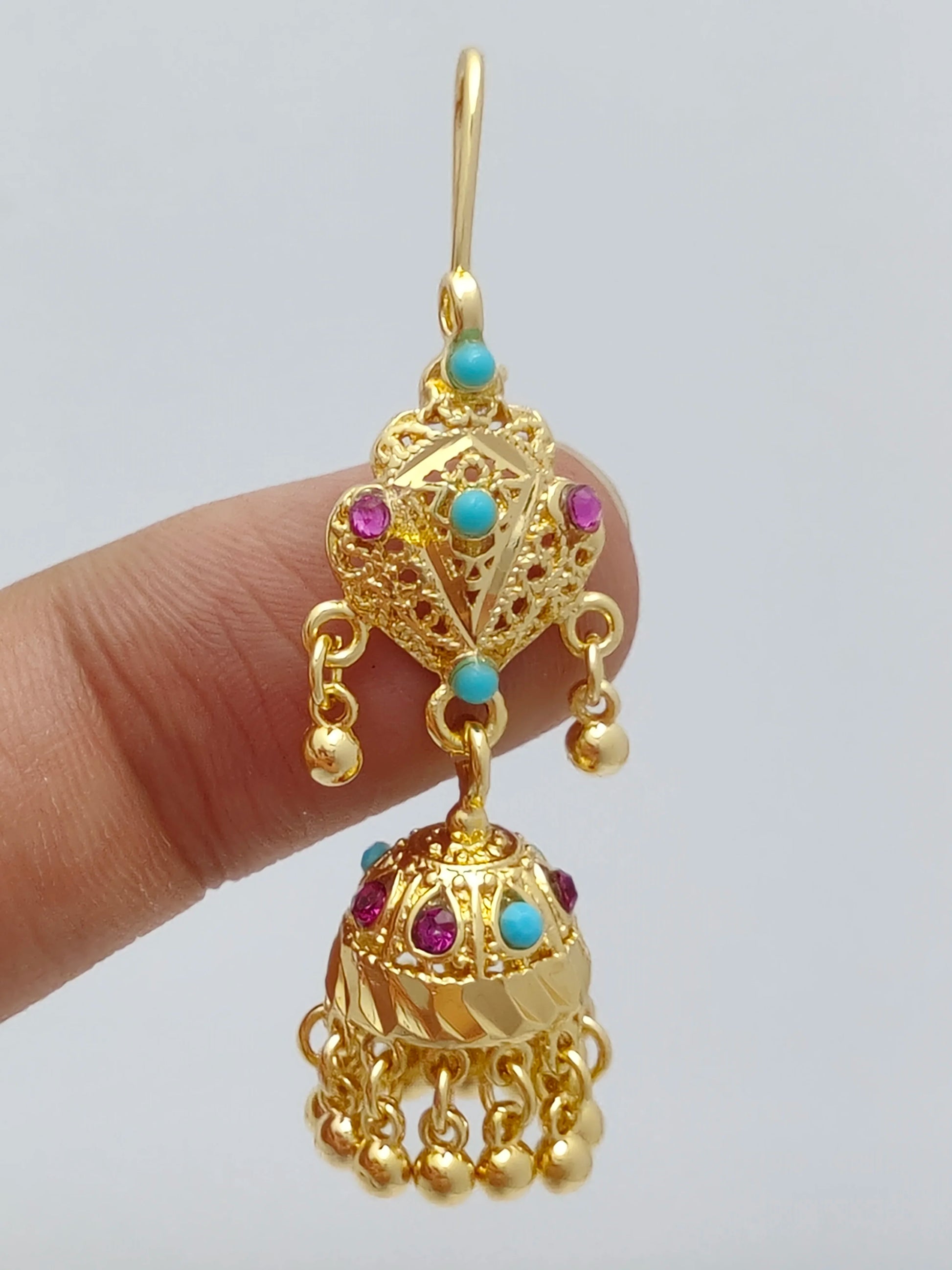 24k Gold Plated Hanging Earrings Jhumka