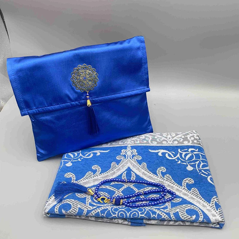 3Pcs/Set Prayer Rug+ Prayer Beads +Bag Islamic Muslim Tassel Tapestry Ramadan Gifts Portable Travel Prayer Blanket Mat