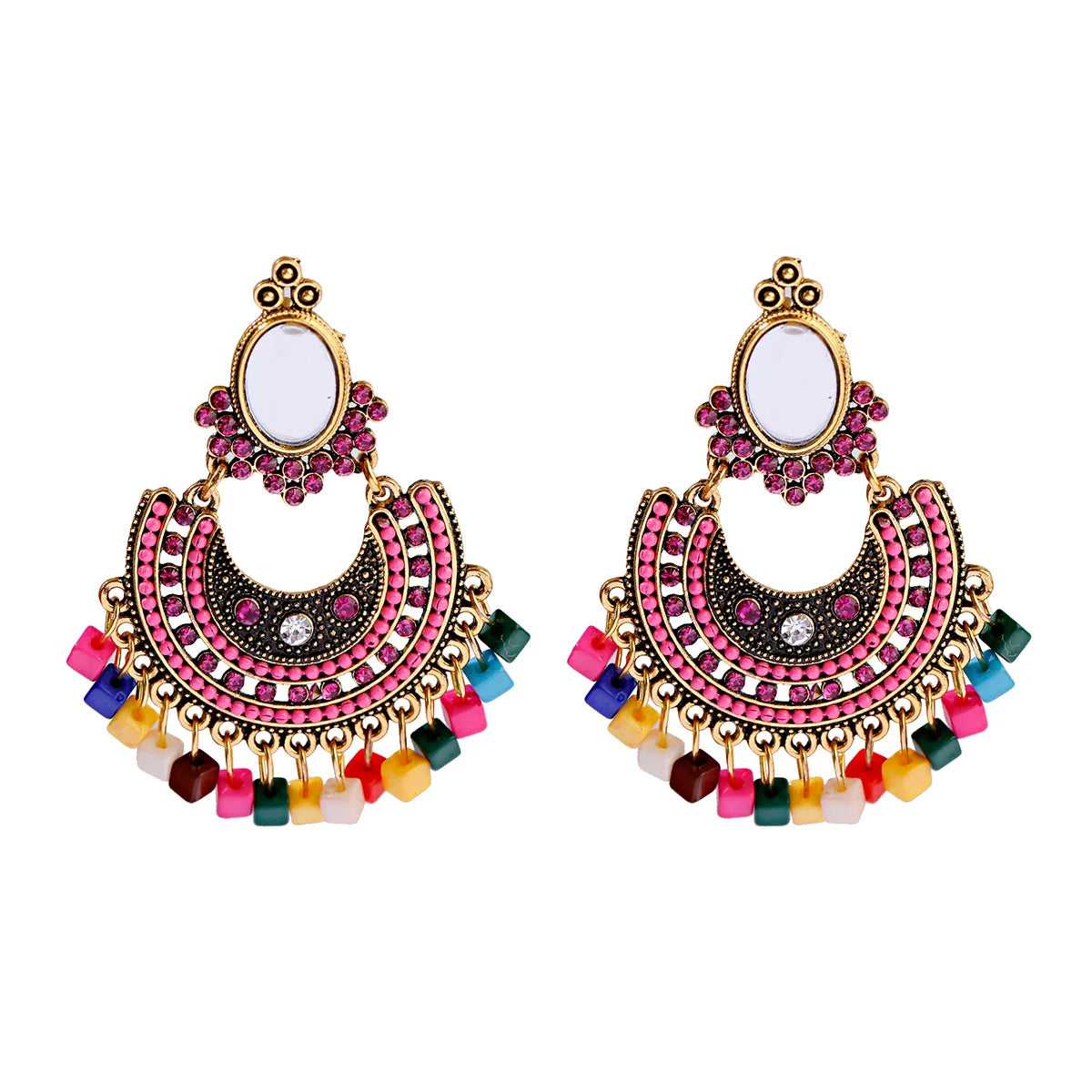 Beads Tassel Earrings Vintage Jhumka