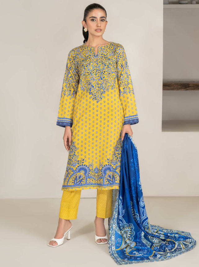 Limelight: 3 Piece Khaddar Suit-Printed (Unstitched)