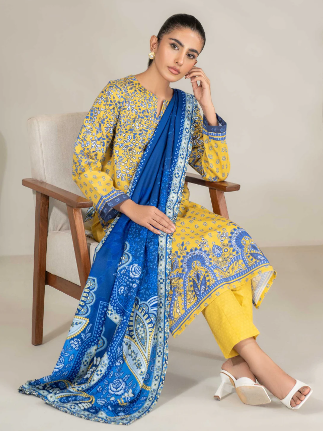 Limelight: 3 Piece Khaddar Suit-Printed (Unstitched)