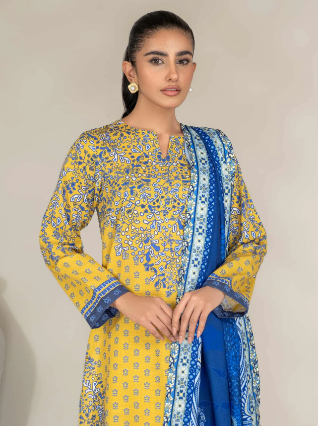 Limelight: 3 Piece Khaddar Suit-Printed (Unstitched)