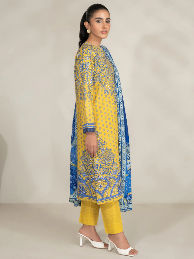 Limelight: 3 Piece Khaddar Suit-Printed (Unstitched)