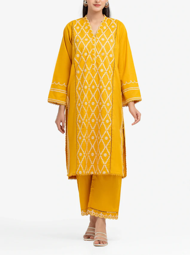 Edenrobe: Pret 2Pc Embroidered Cambric Shirt Trouser