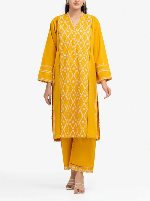 Edenrobe: Pret 2Pc Embroidered Cambric Shirt Trouser