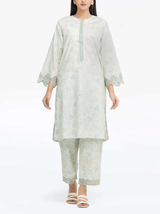 Edenrobe: Pret 2Pc Embroidered Dobby Shirt Trouser