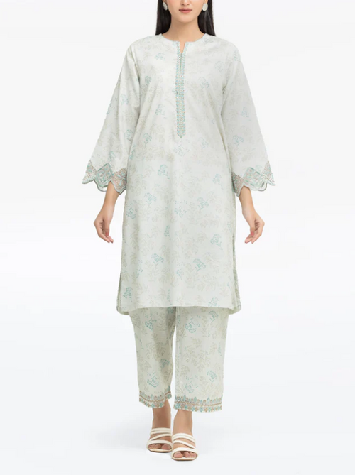 Edenrobe: Pret 2Pc Embroidered Dobby Shirt Trouser
