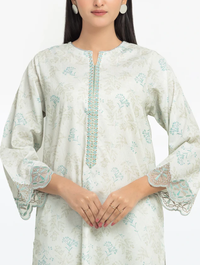 Edenrobe: Pret 2Pc Embroidered Dobby Shirt Trouser