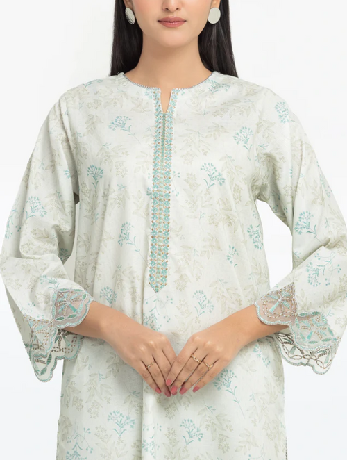 Edenrobe: Pret 2Pc Embroidered Dobby Shirt Trouser