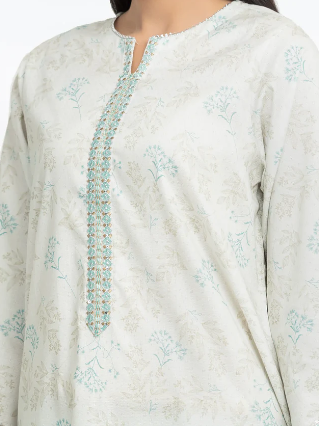 Edenrobe: Pret 2Pc Embroidered Dobby Shirt Trouser