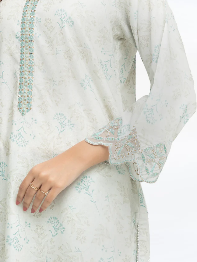 Edenrobe: Pret 2Pc Embroidered Dobby Shirt Trouser