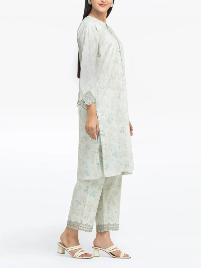 Edenrobe: Pret 2Pc Embroidered Dobby Shirt Trouser