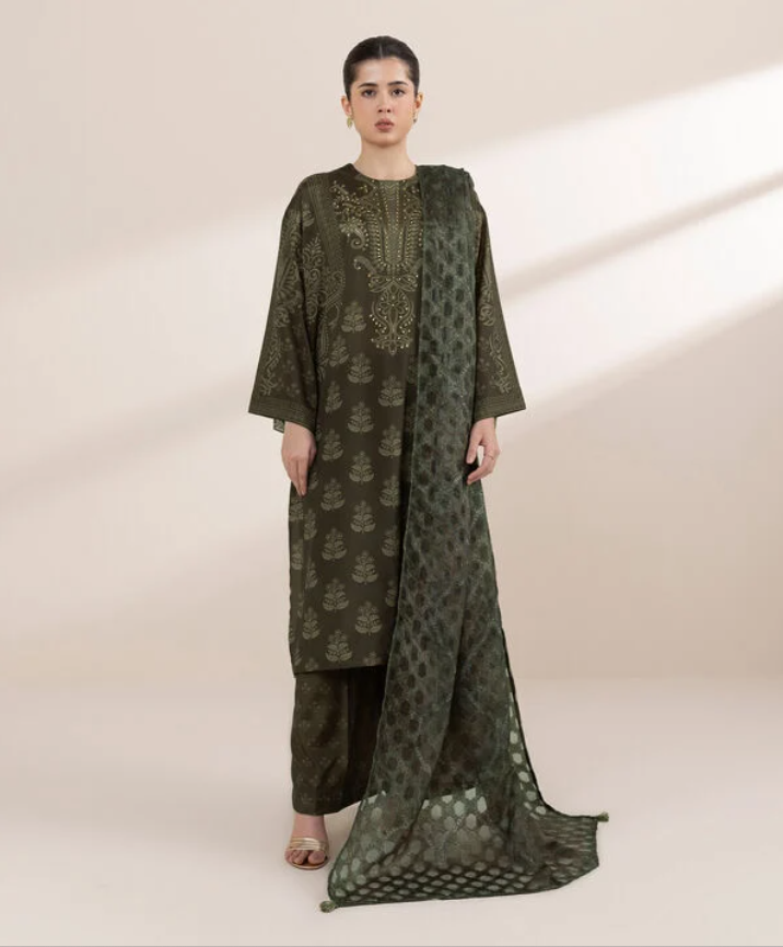Sapphire: 3 Piece - Embellished Silk Suit