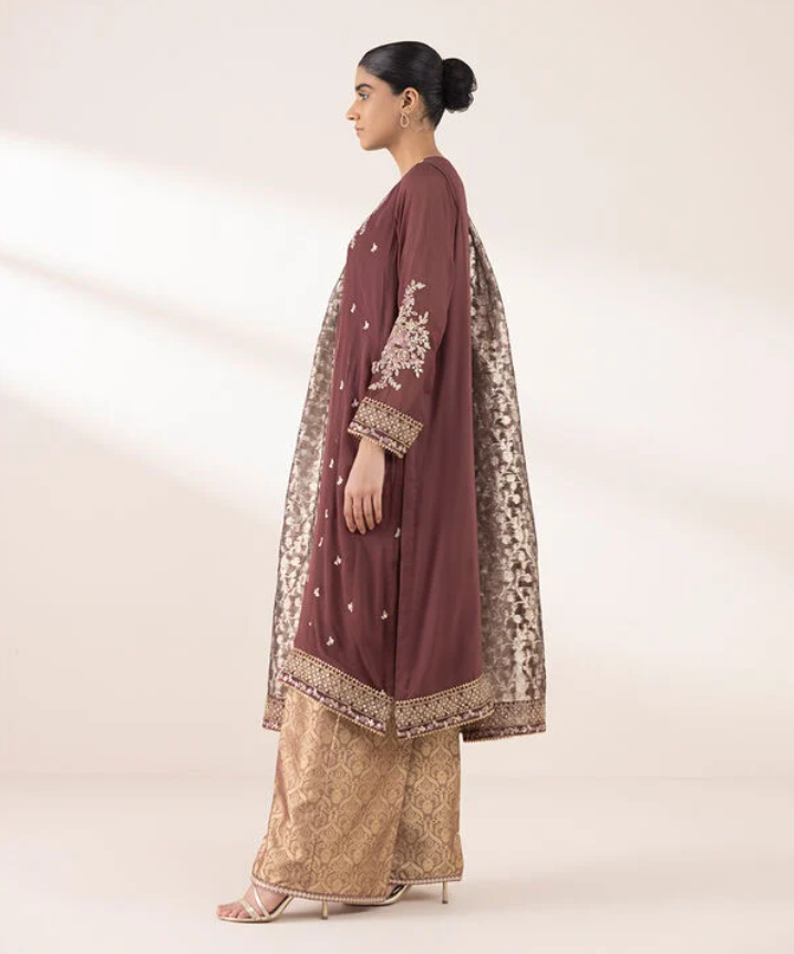 Sapphire: 3 Piece - Embroidered Chiffon Suit (Ready to wear)
