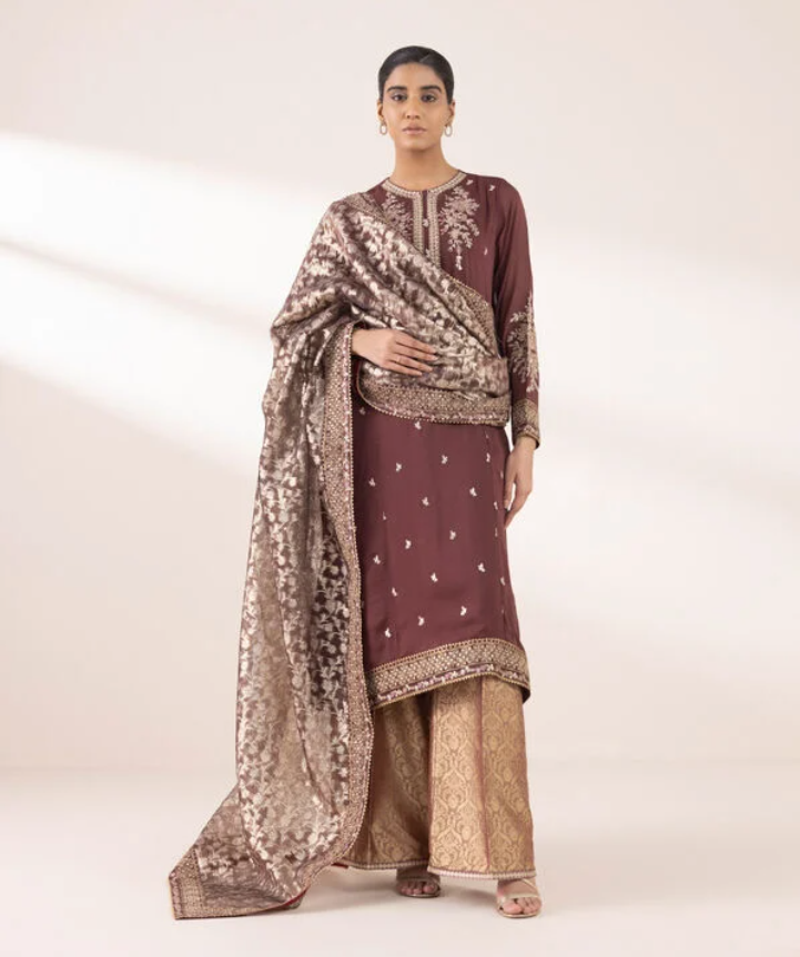 Sapphire: 3 Piece - Embroidered Chiffon Suit (Ready to wear)