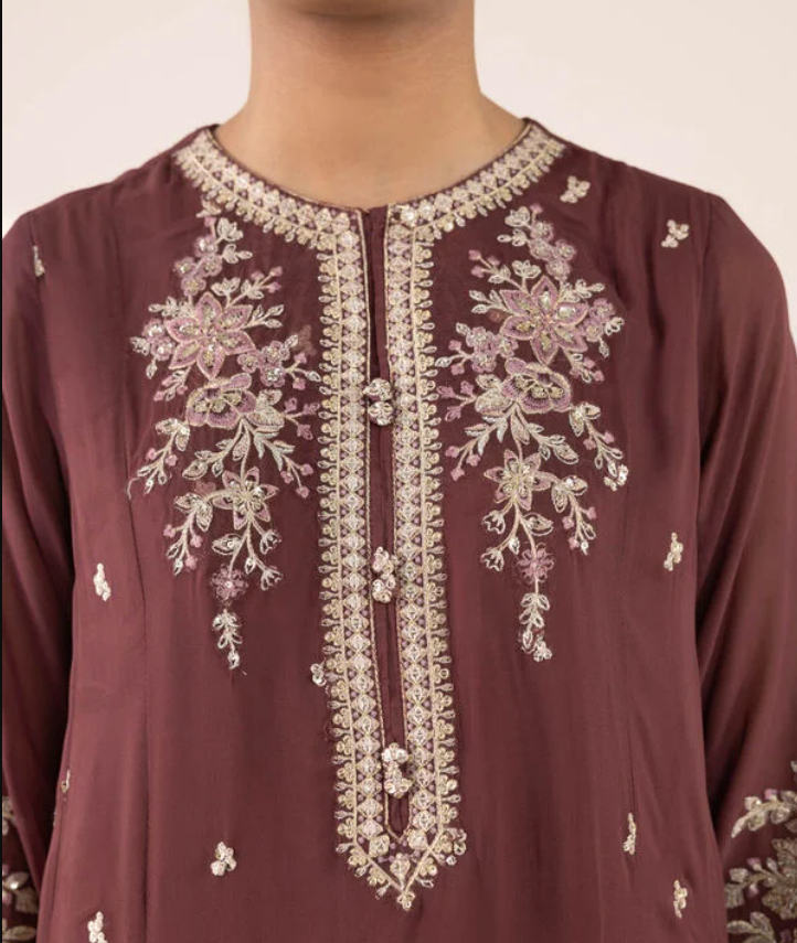 Sapphire: 3 Piece - Embroidered Chiffon Suit (Ready to wear)