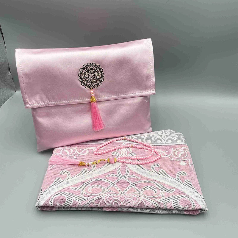 3Pcs/Set Prayer Rug+ Prayer Beads +Bag Islamic Muslim Tassel Tapestry Ramadan Gifts Portable Travel Prayer Blanket Mat