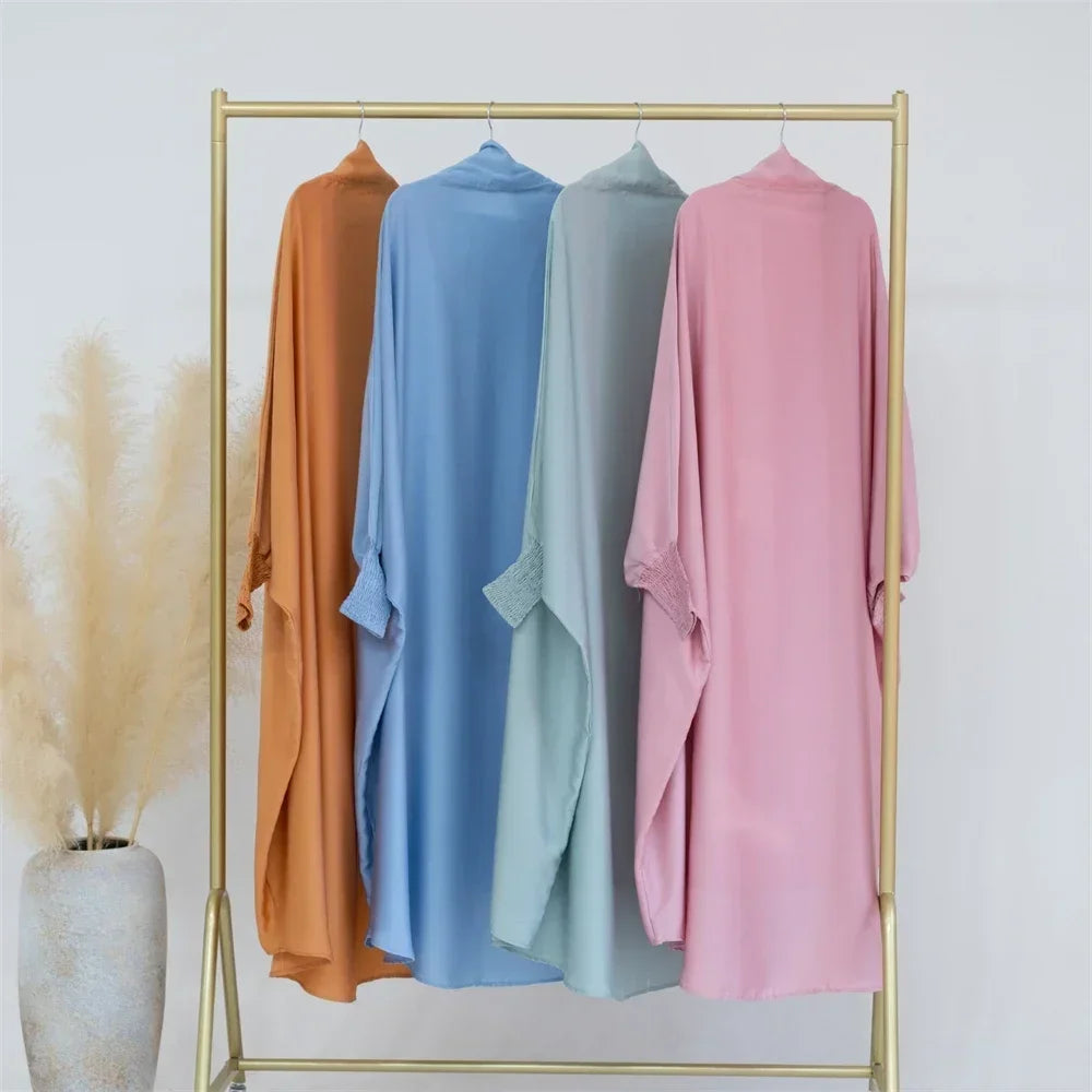 Ramadan Kids Girls Muslim Abaya Khimar Hooed Eid Dress Burqa Prayer Garment Islam One Piece Robe Clothing Robe Middle East