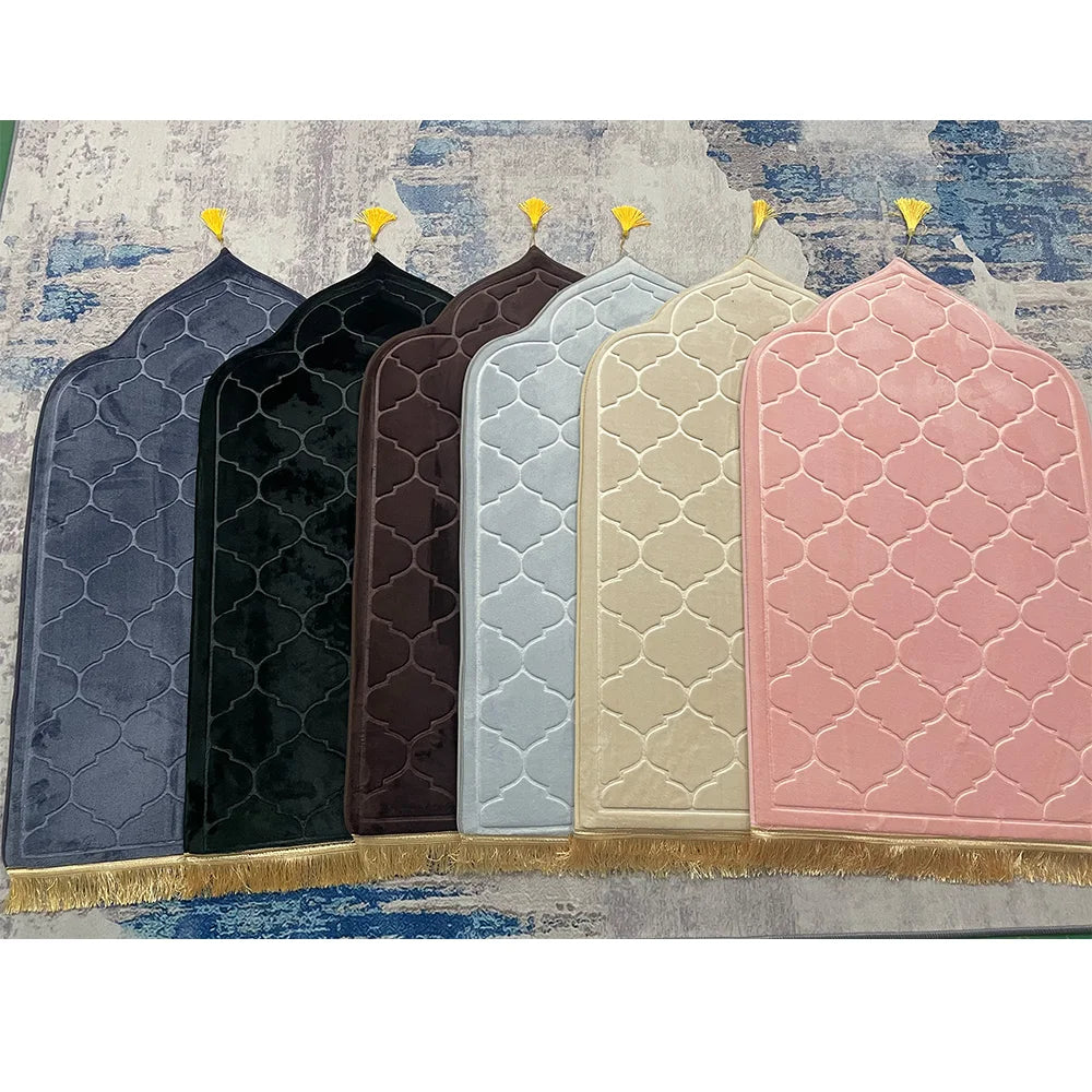 Muslim Prayer Rug Thick,Soft Velvet Mat Ramadan Gift,Portable Prayer Mat for Women Man Kids Meditation